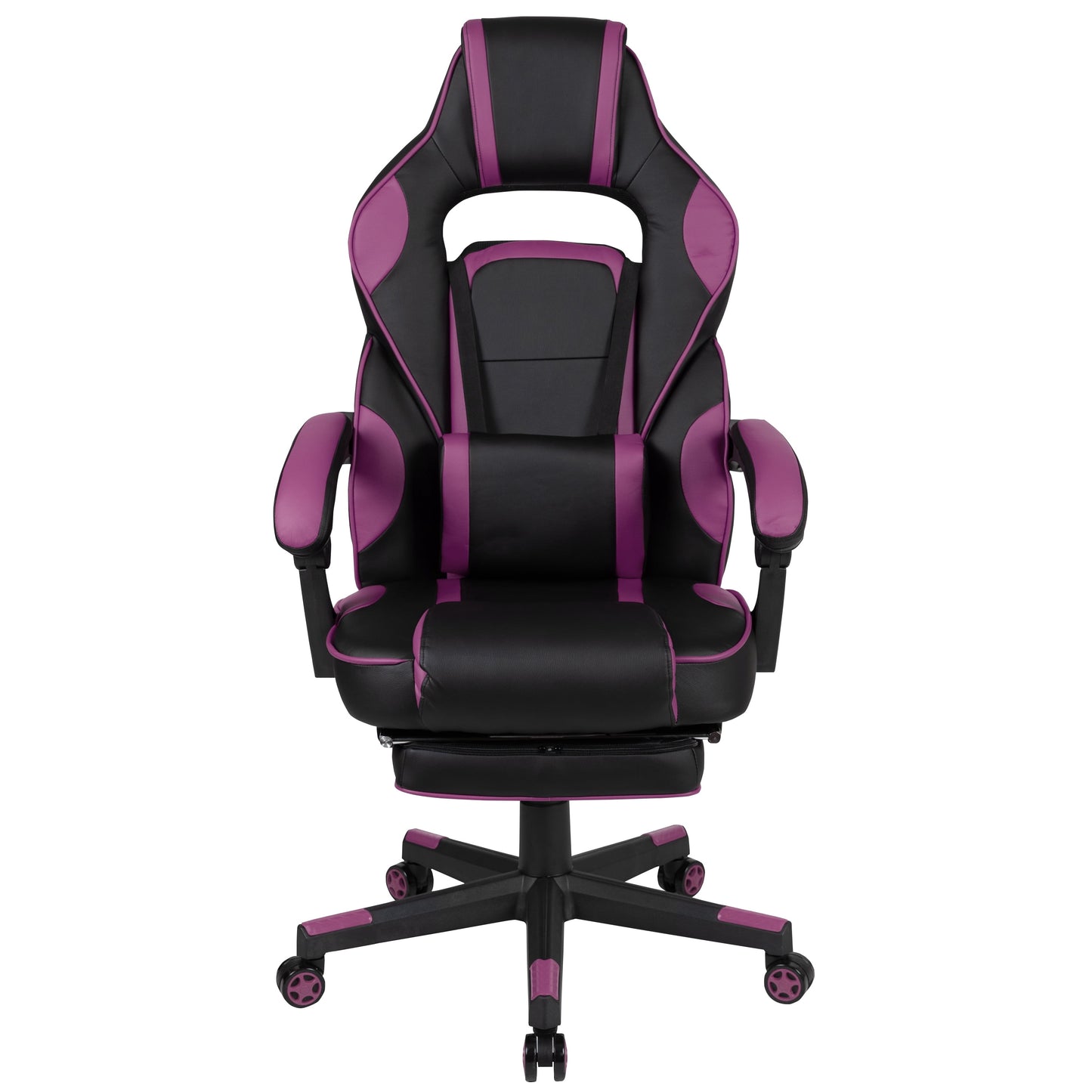 Black/Purple Ergonomic Gaming Chair -Recline Back/Arms, Footrest, Massaging Lumbar