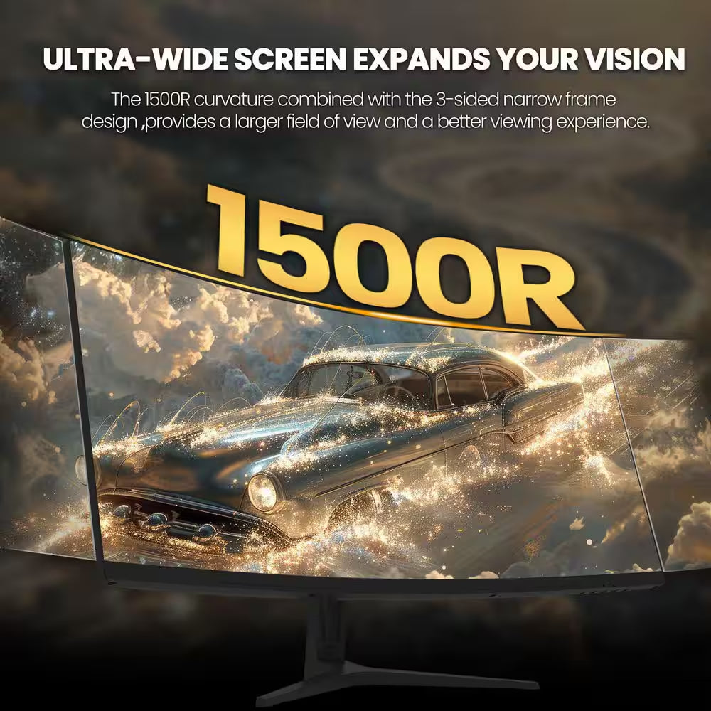 34 In. 1500R Curved Gaming Monitor, WQHD 3440X1440P 144Hz Ultra-Wide Computer Screen W/Freesync, Hdmi&Displayport, Black