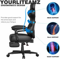 ELECWISH Ergonomic Gaming Chair with Footrest Lumbar Support Recliner Office