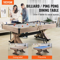 VEVOR 7Ft Billiards Table Combo Set 3-In-1 Multi Game Pool Table Full Accessory