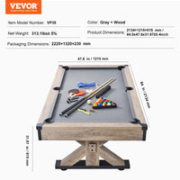 VEVOR 7Ft Billiards Table Combo Set 3-In-1 Multi Game Pool Table Full Accessory