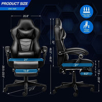 ELECWISH Ergonomic Gaming Chair with Footrest Lumbar Support Recliner Office