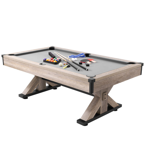 VEVOR 7Ft Billiards Table Combo Set 3-In-1 Multi Game Pool Table Full Accessory