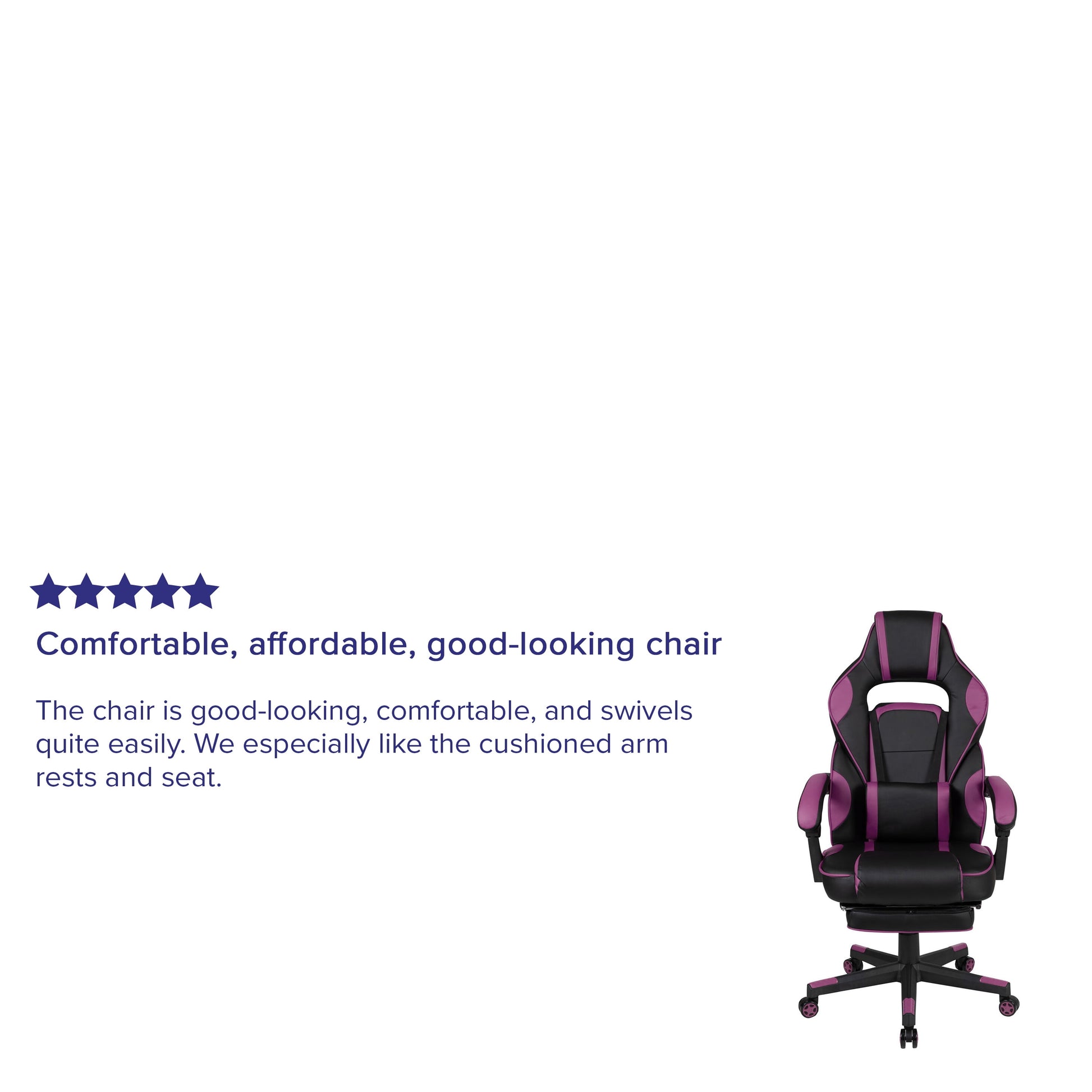 Black/Purple Ergonomic Gaming Chair -Recline Back/Arms, Footrest, Massaging Lumbar