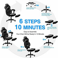 ELECWISH Ergonomic Gaming Chair with Footrest Lumbar Support Recliner Office