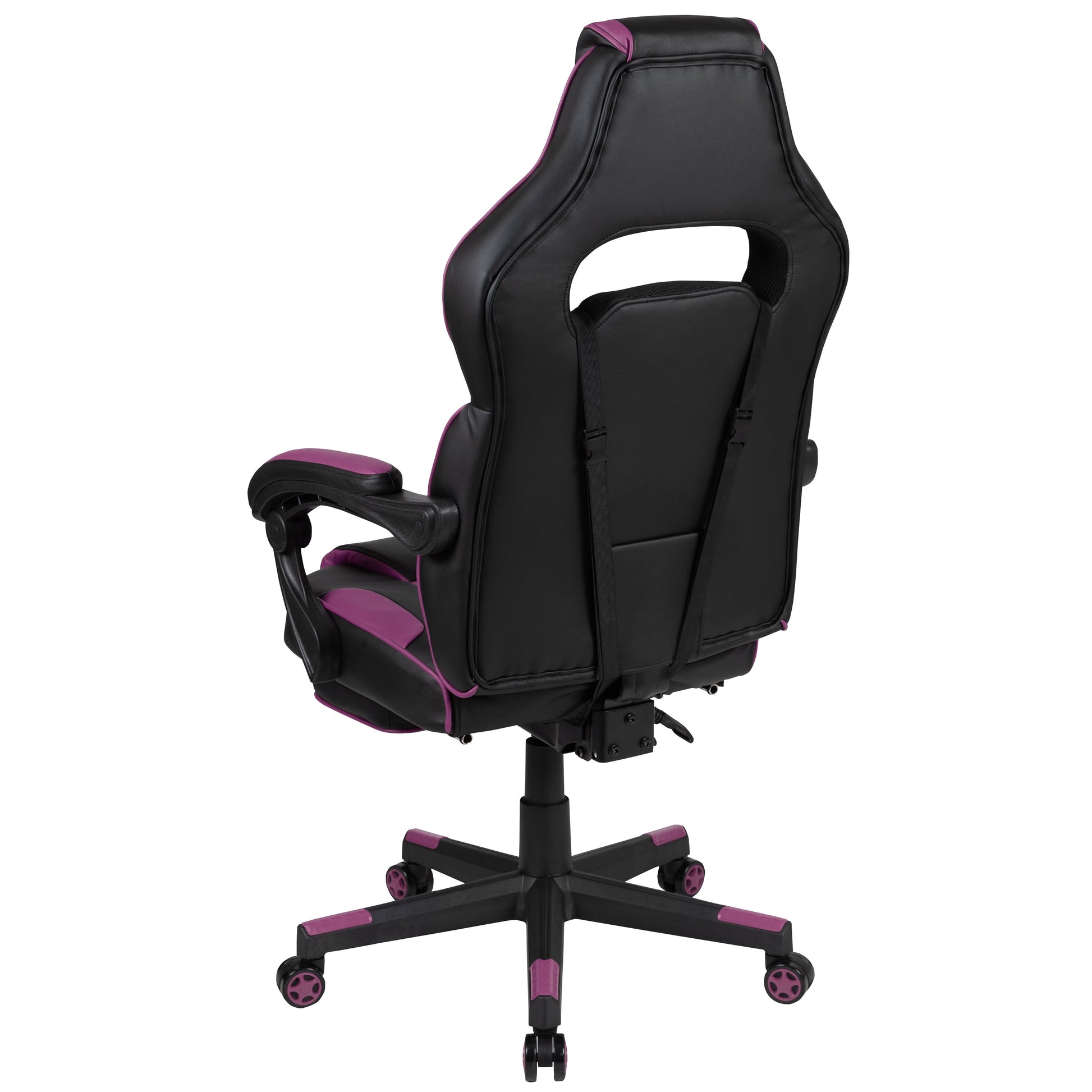 Black/Purple Ergonomic Gaming Chair -Recline Back/Arms, Footrest, Massaging Lumbar