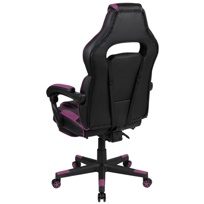 Black/Purple Ergonomic Gaming Chair -Recline Back/Arms, Footrest, Massaging Lumbar