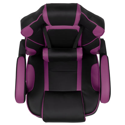 Black/Purple Ergonomic Gaming Chair -Recline Back/Arms, Footrest, Massaging Lumbar